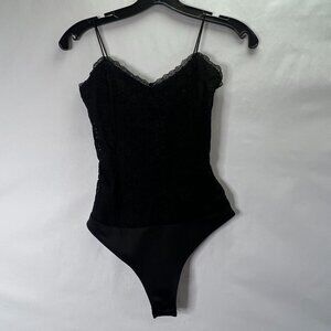 Black Lace Thong Bodysuit Women's Size Small